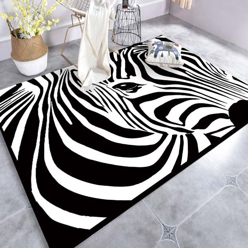 Modern Living Room Carpet Plant Pattern Polyester Area Rug Non-Slip Backing Rug