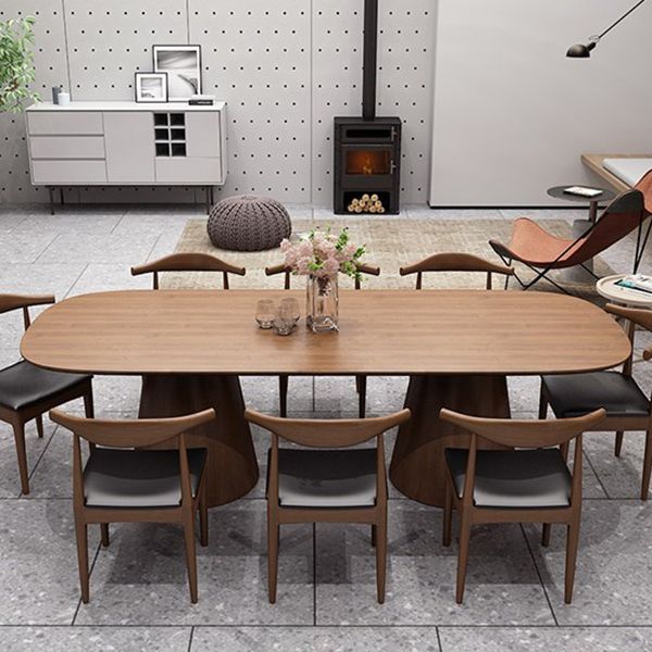 Pine Solid Wood Dinner Table Contemporary Style Brown Dining Table for Home Kitchen Dinner