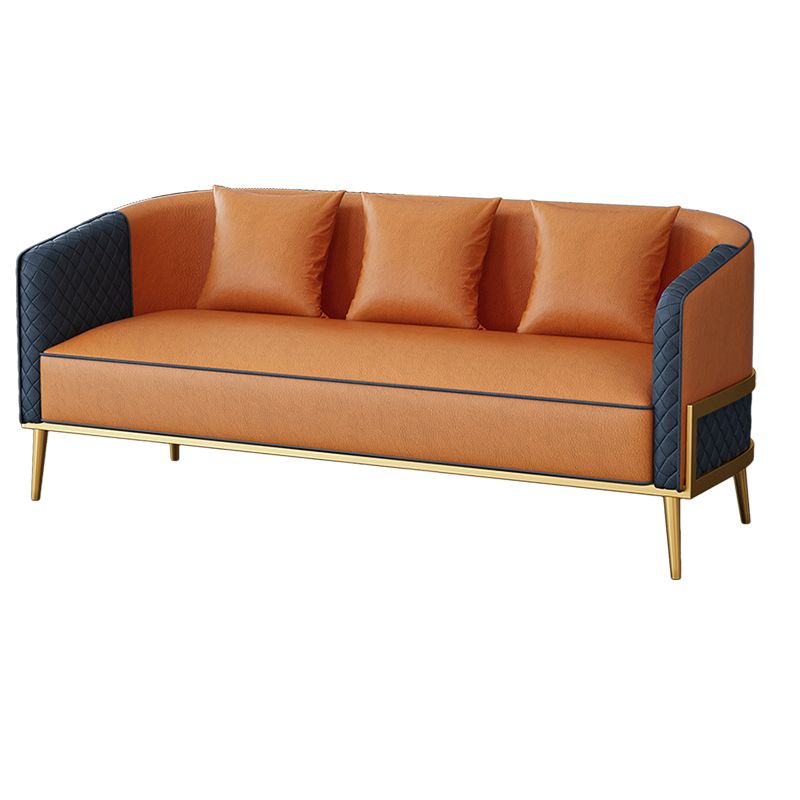 27.55" W x 29.52" H Faux Leather Sloped Arm Sofa Contemporary Standard Sofa