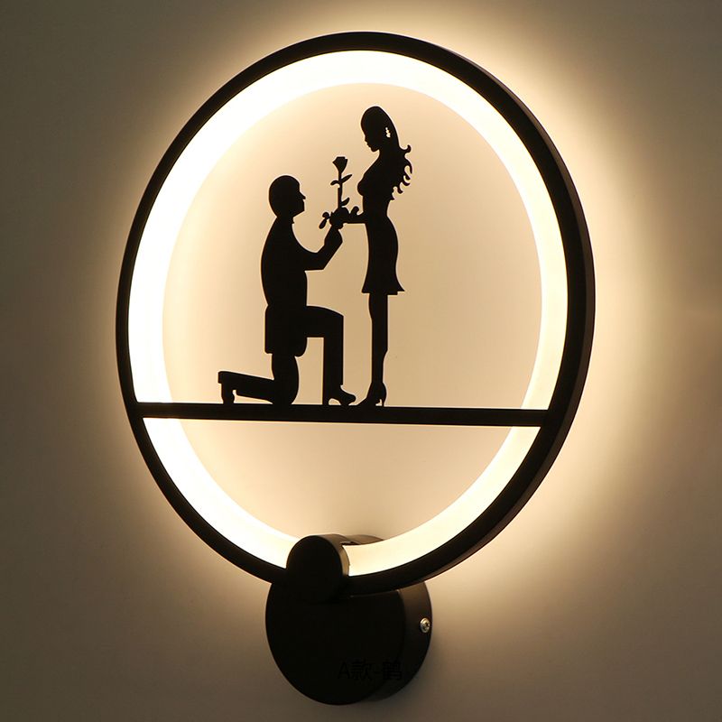 Unique Shape Metal Wall Light Modern Style 1-Light Wall Mounted Light Fixture in Black