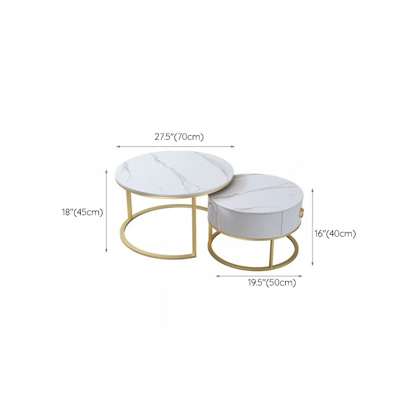 Slate Coffee Table Glam Nesting Coffee Table Set with Storage Drawers