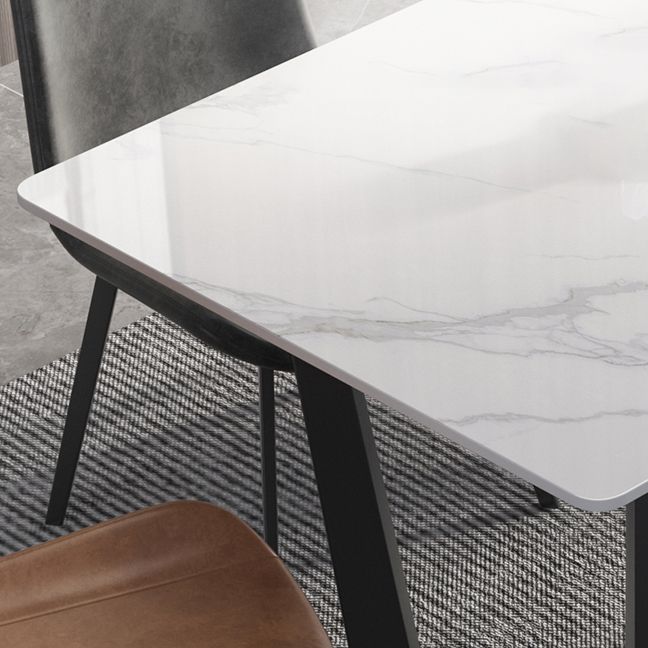Rectangle White Dining Table Set 1/4/5/7 Pcs Modern Sintered Stone Dining Table and Chairs