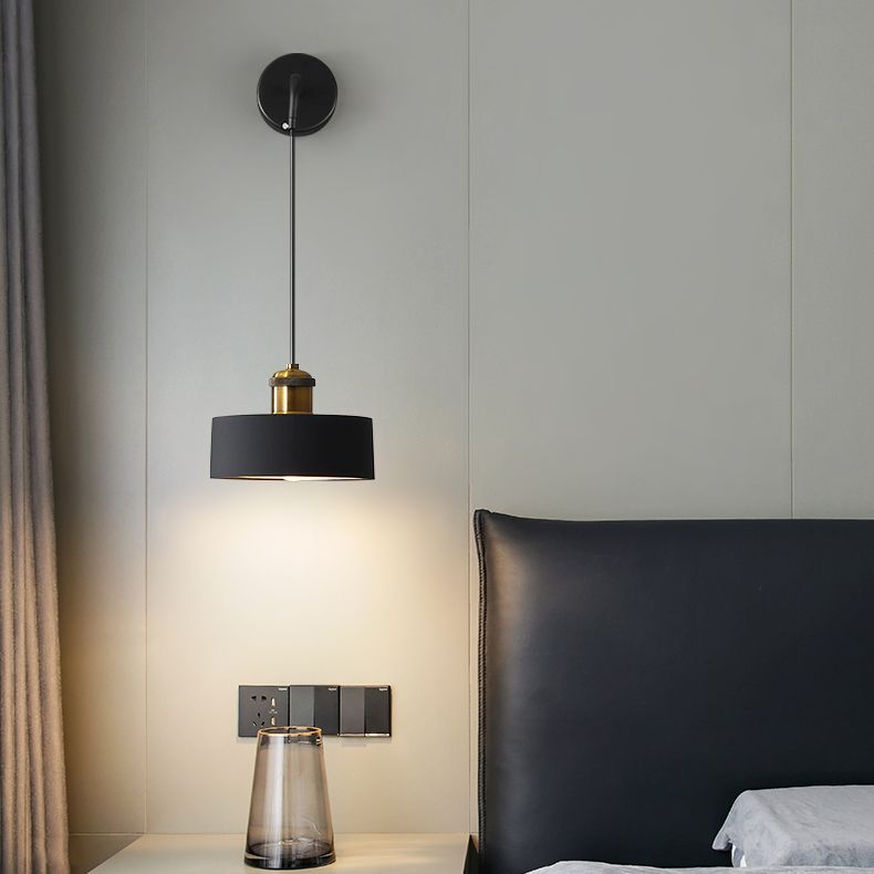 Modern Metal LED Wall Sconce Geometric Shape Wall Light with Resin Shade for Bedroom