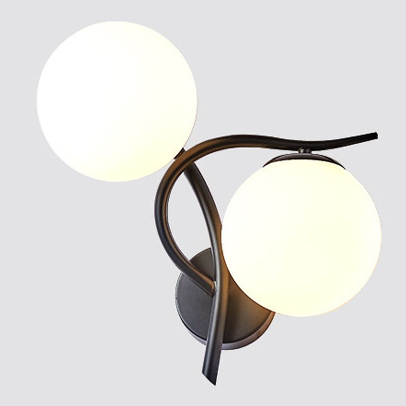 Ball Shade Glass Wall Sconce Modern Style 2 Lights Wall Mount Light Fixture