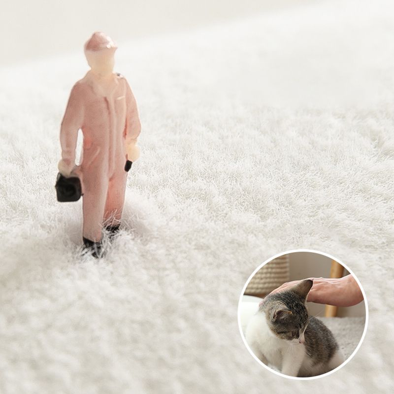 White Tone Relaxing Area Rug Polyester Buffalo Plaid Rug Non-Slip Backing Indoor Rug for Living Room