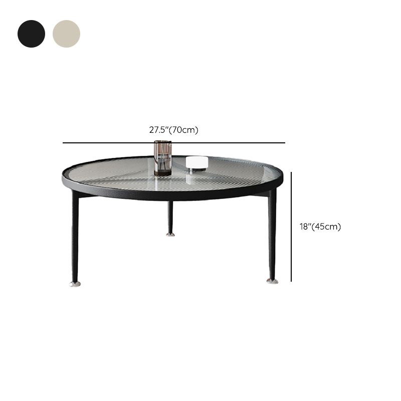 Contemporary Glass-Topped Coffee Table 3 Legs Coffee Cocktail Table