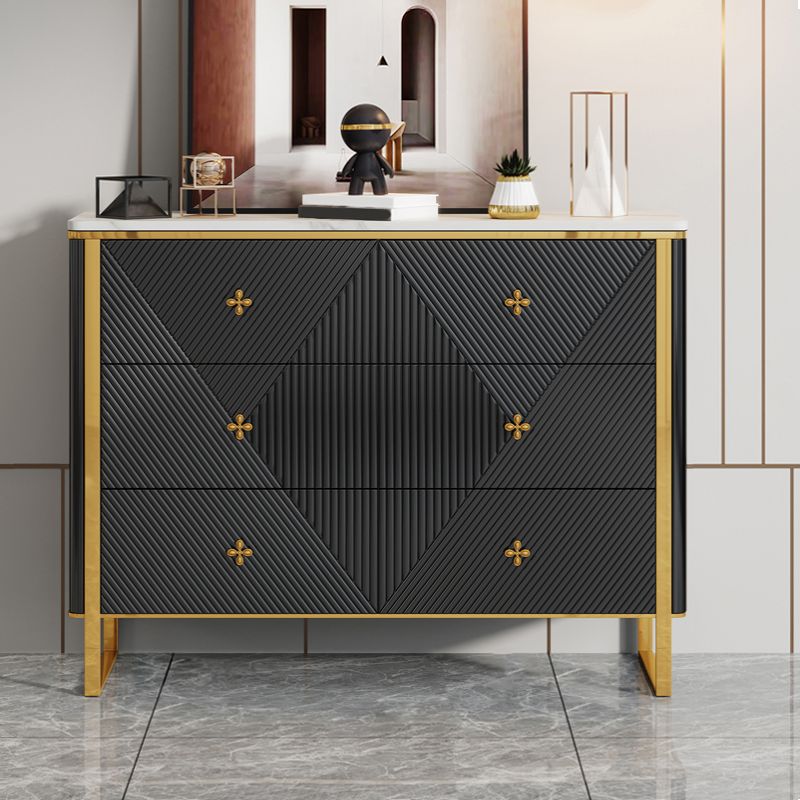 Glam Horizontal Double Dresser Stone Storage Chest Dresser for Bedroom