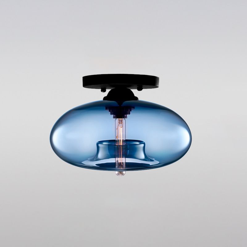 Urn Shape Ceiling Lamp Modern Simple Style Iron 1 Light Flush Mount with Glass Lampshade for Aisle