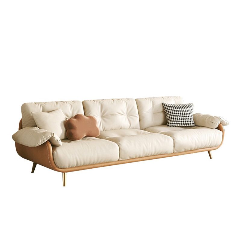 Modern Faux Leather Loose Back Seating Hair Pin Legs Sofa for Living Room