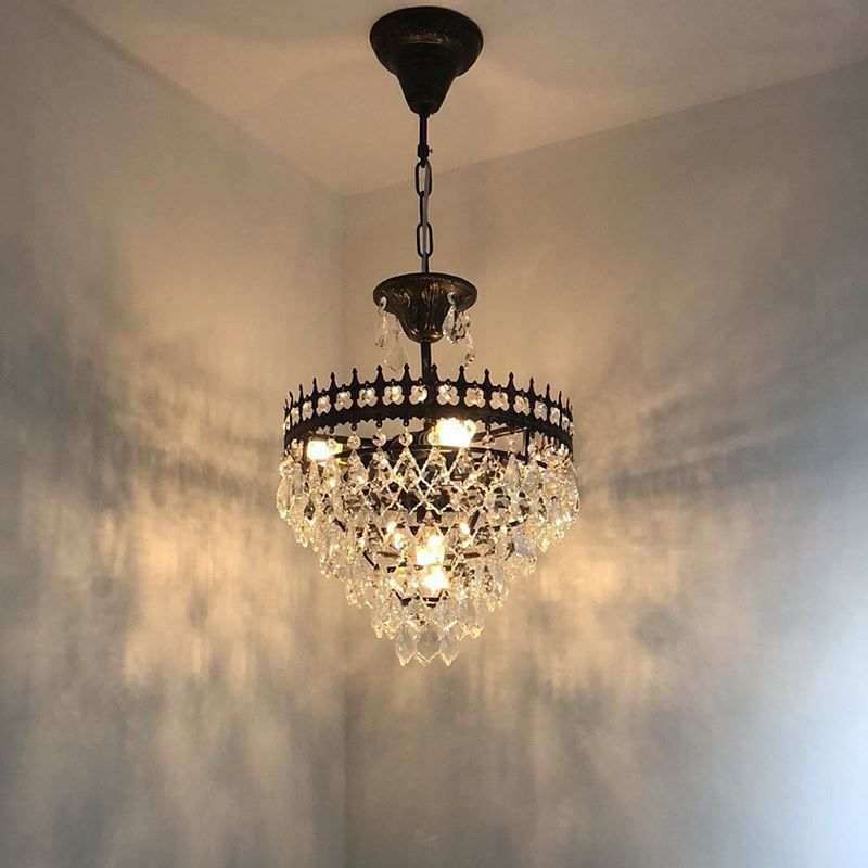 Lampada sospesa a forma di corona vittoriana Lampada a goccia cristallina per soggiorno per soggiorno