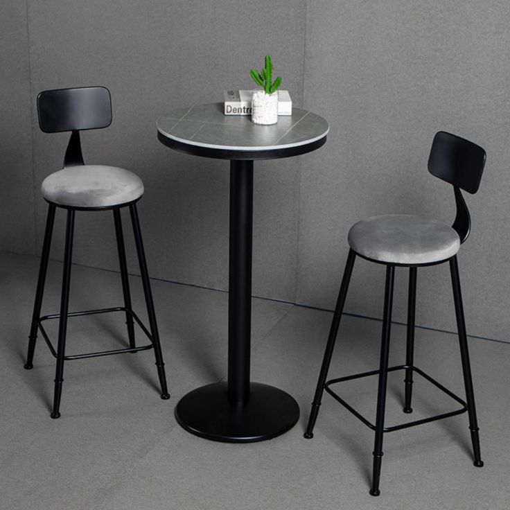 Industrial Bar and Counter Stool Metal Stool with Black Base
