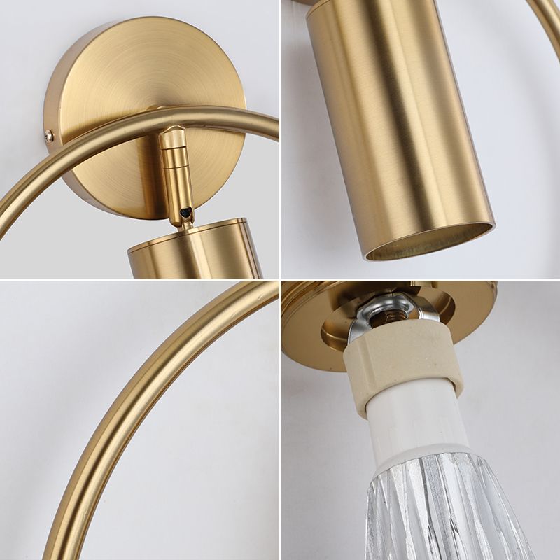 Luz de pared de pared de globo de globo de metal contemporánea de 1 luz para el dormitorio