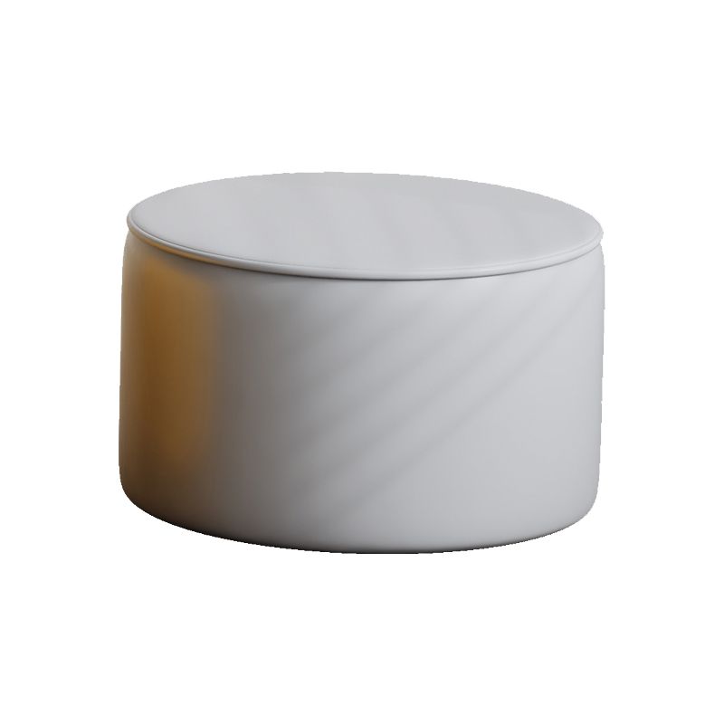 Modern Pouf Ottoman PU Leather Upholstered Solid Color Round Ottoman