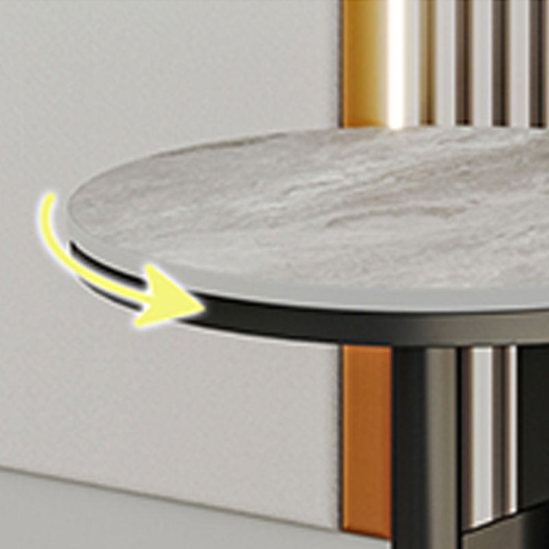Modern Round Corner Table Slate Pedestal Side Table for Living Room