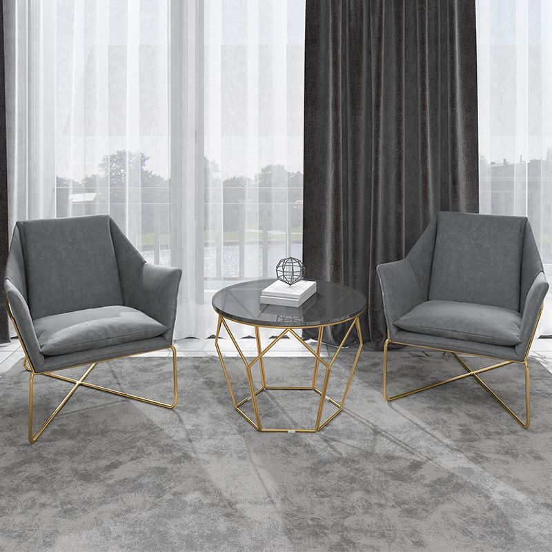 Mid-century Modern 27.56" Wide Fixed Back Cross Base Flared Arms Chair