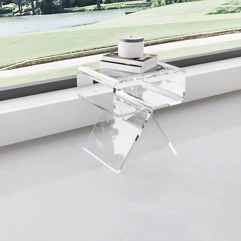 Modernistic Geometric Accent Side Table Acrylic Sofa Side Accent Table