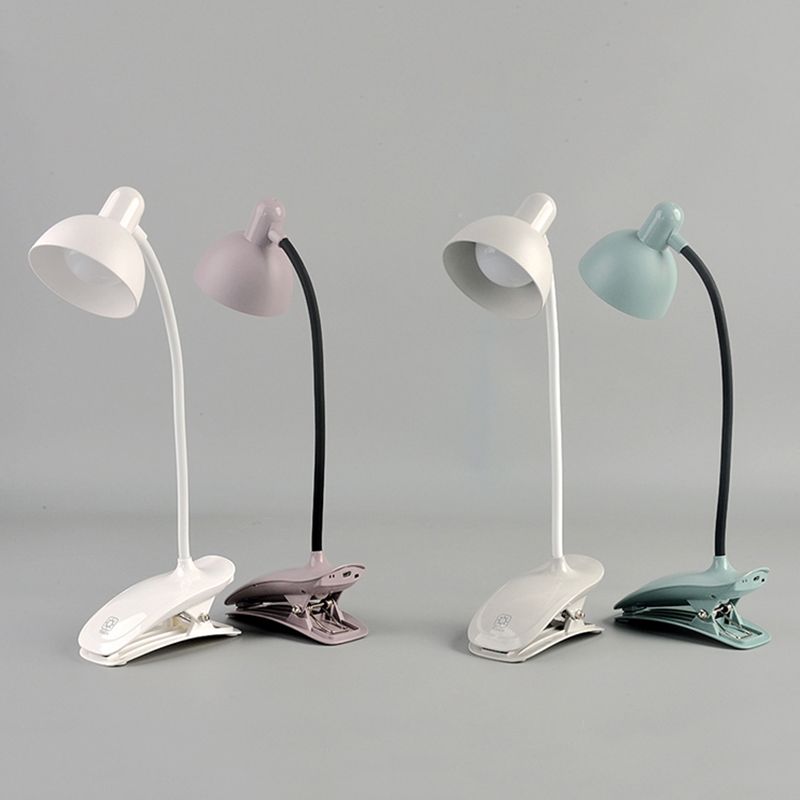 Macaron LED Clamp-on Table Lamp Flexible Gooseneck Reading Light with Plastic Shade