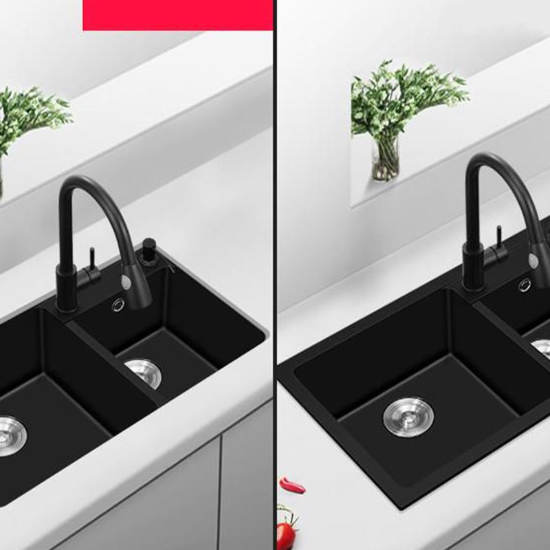 Modern Style Kitchen Sink Quartz Soundproof Kitchen Double Sink with Drain Assembly