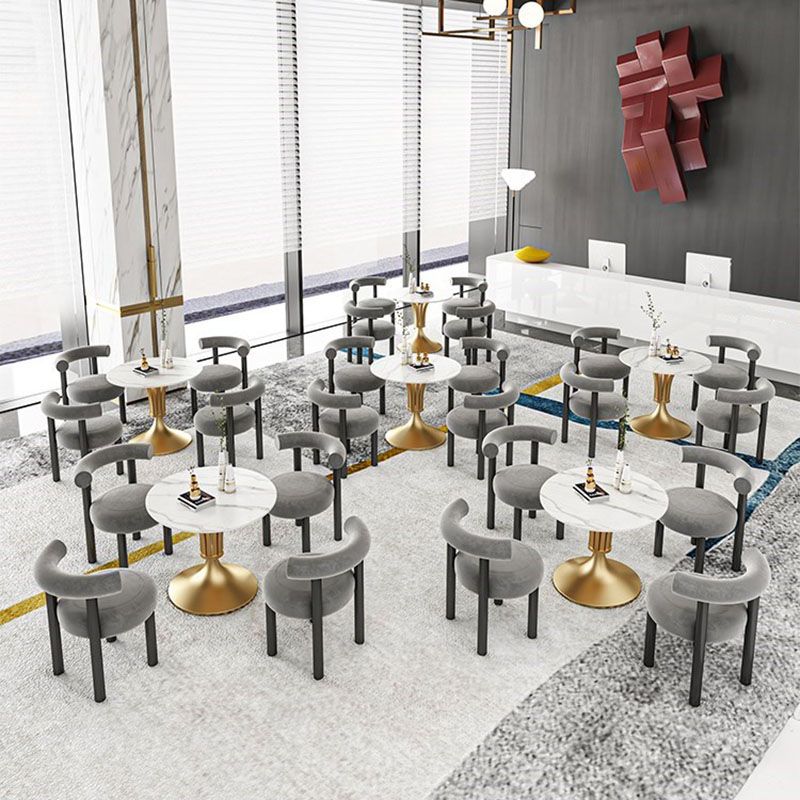 Modern Style Round Dining Table Sintered Stone Table with Pedestal Base