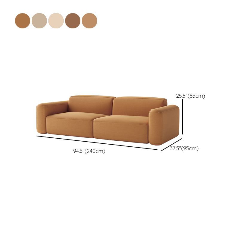 Contemporary Stationary Faux Leather Sofa Living Room Square Arm Tight Back Sofa