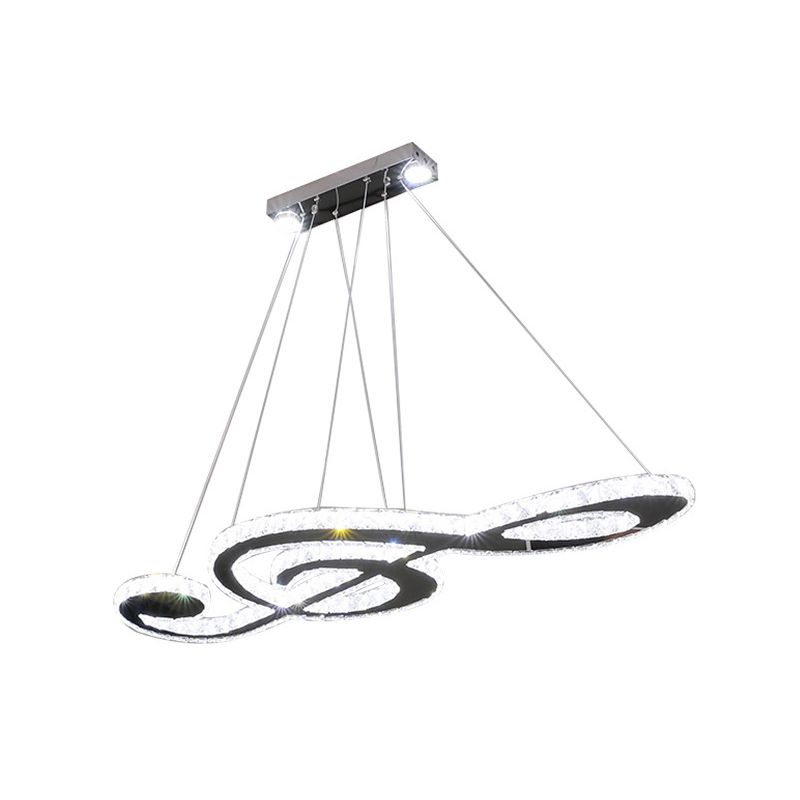 Contemporary Pendant Lights Note Shape Island Lights Crystal 3 Light for Kitchen Island