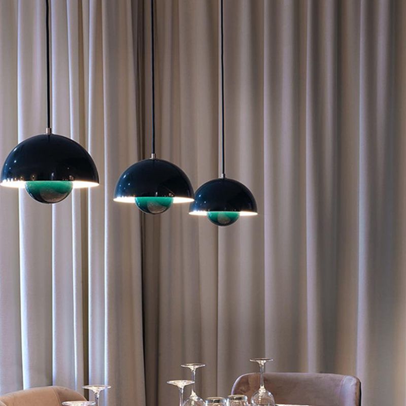 1 Light Semicircle Hanging Light Fixture Nordic Style Aluminum Ceiling Light with Hanging Cord for Restaurant