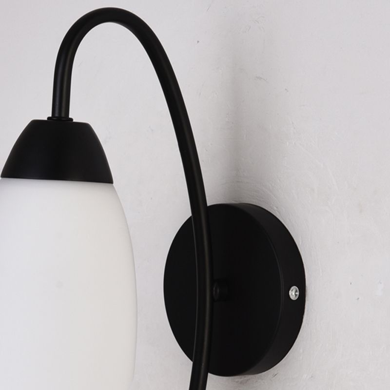 Industrial Black Wall Light Fixture with Glass Shade for Sitting Room