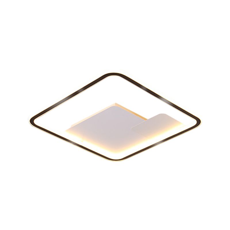 Nordic Style Square Ceiling Fixture Metal 18"/21.5" Wide LED Bedroom Flush Mount Lighting in Black, Warm/White Light