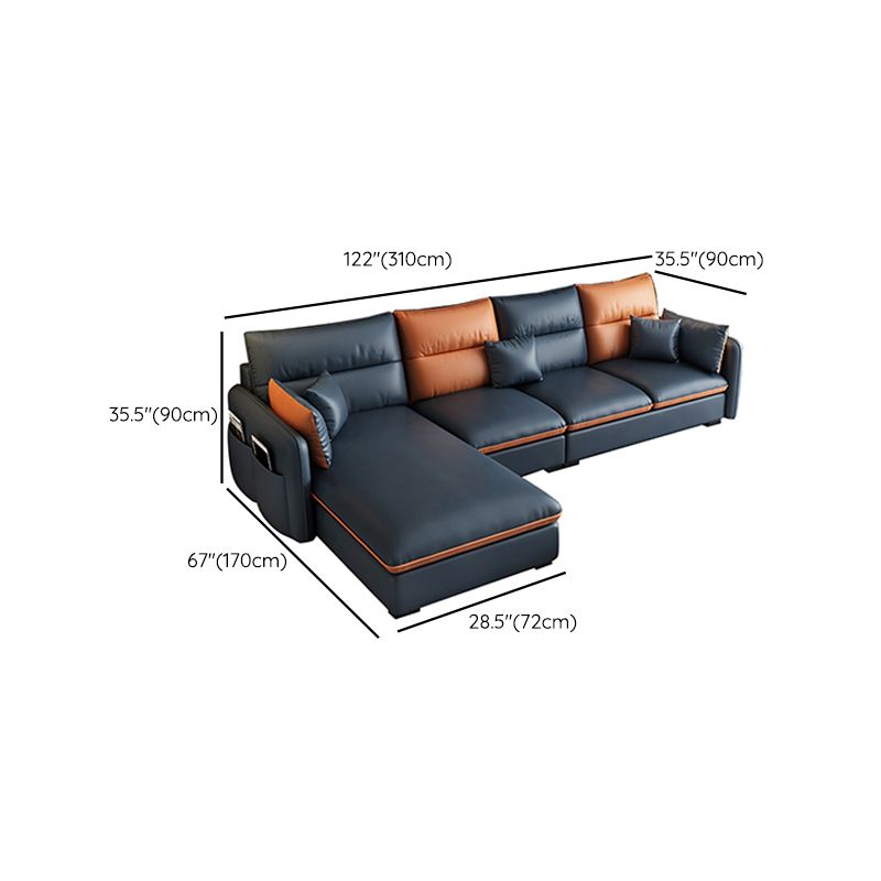 66" Wide Contemporary Sectional Sofa Leather L-Shape Sectionals