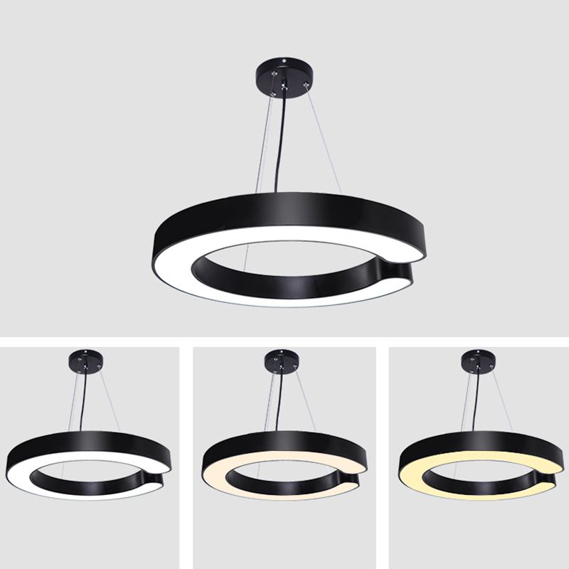 C Shaped Metal Pendant Light Fixture Minimalism LED Ceiling Hang Lamp for Office