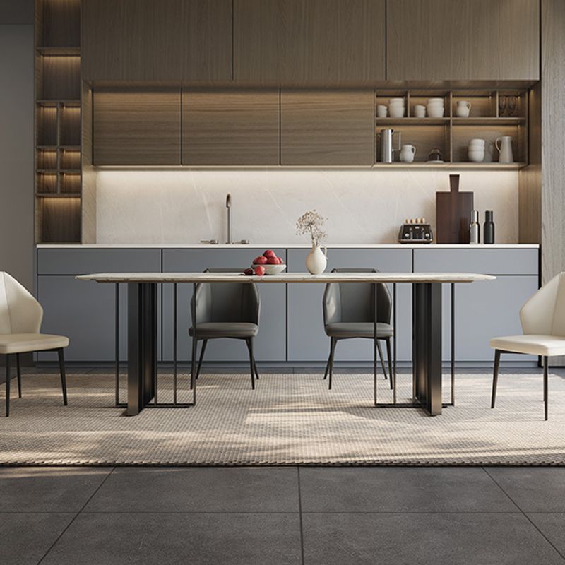 Dinner Table Stone Top Modern Double Pedestal Dining Table without Chair