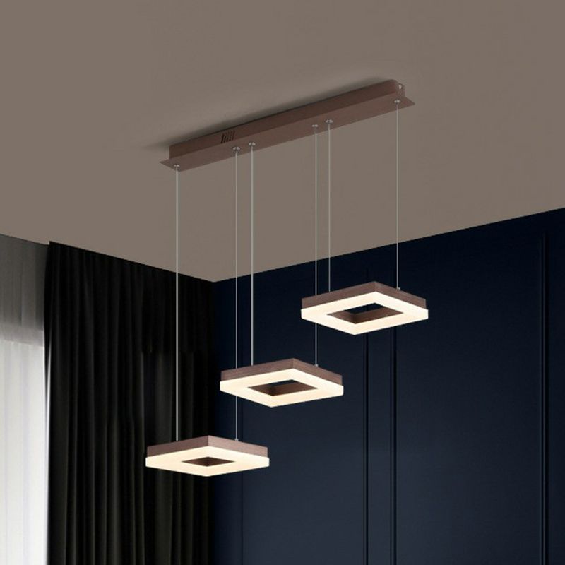 Zeitgenössische geometrische LED -Multi -Decken -Lampe Metallic 3 Lampen -Esszimmer -Federung Leuchte