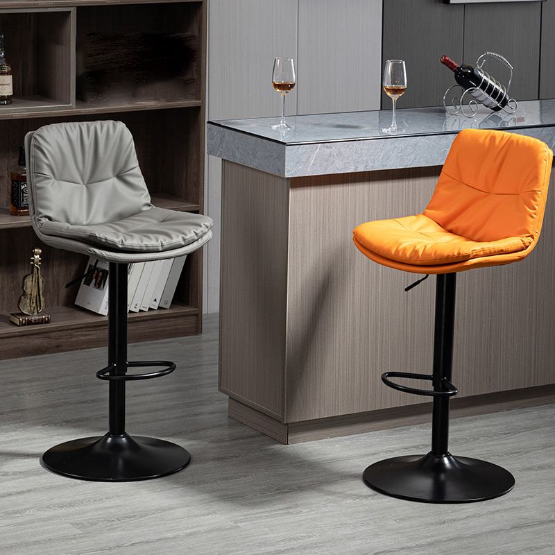 Modern Armless Rotatable Counter Stool Metal Cafe Bar Stool with Cushion and Pedal