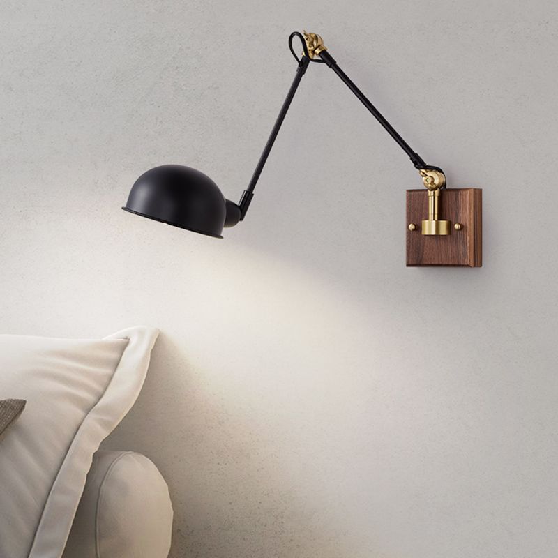 1-Light Wall Mount Lights Industrial Dome Shade Metal Sconces Wall Lights in Black