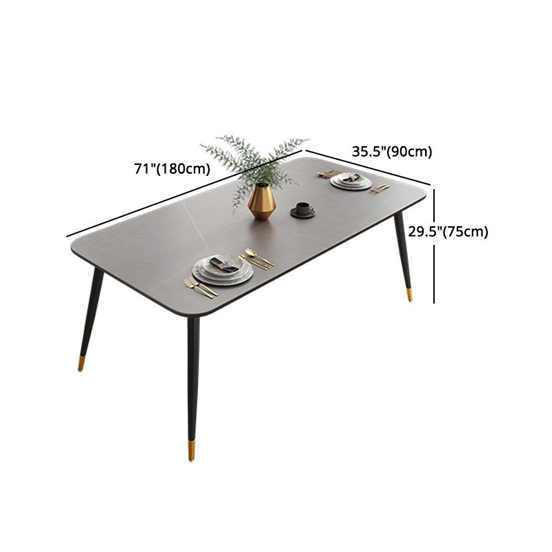 Modern Rectangle Dining Table Set 1/2/5/7 Pieces Grey Sintered Stone Top Dinette Set