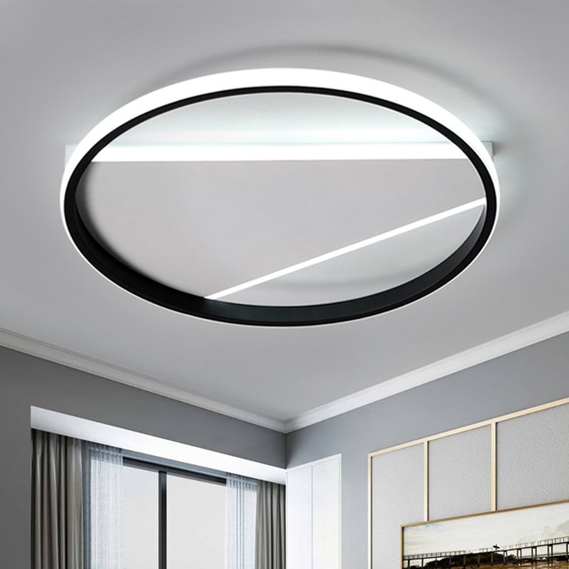 Geometry Flushmount Lighting Modern Metal LED Black Flush Light Fixture, 16.5"/20.5" Width