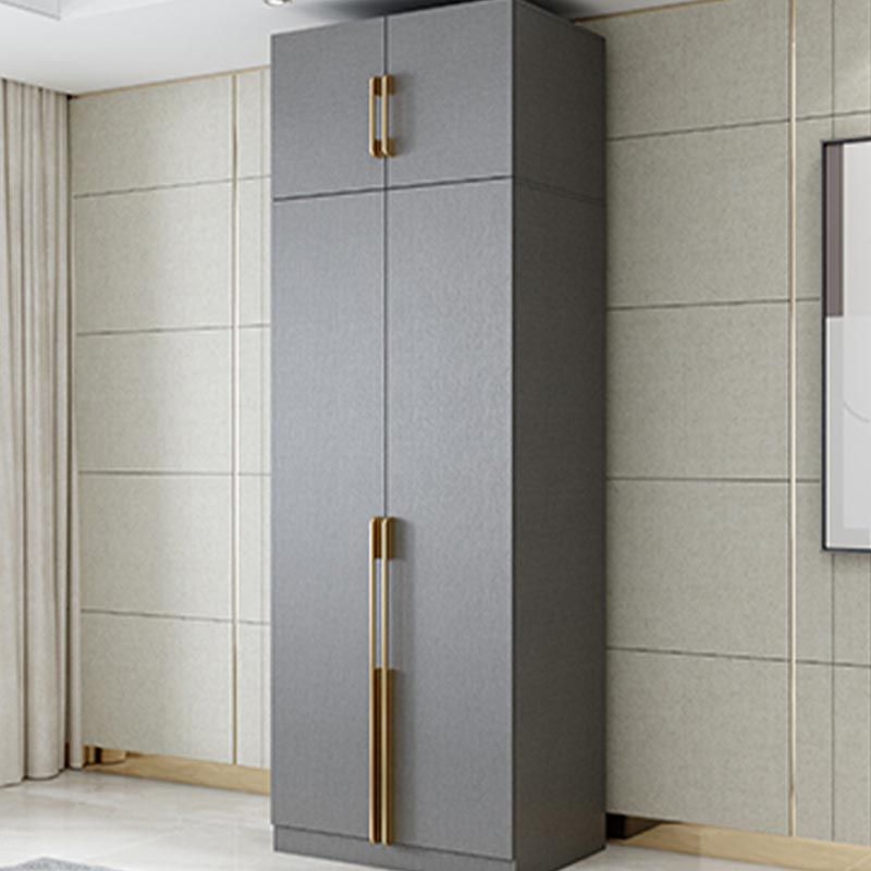 Contemporary Style Gray Colour Wardrobe Wood Soft Close Drawer Wardrobe Closet