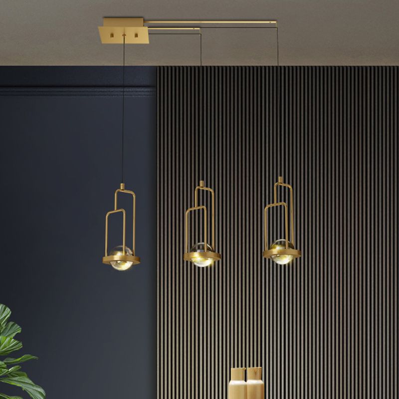 LED a sfera postmoderna Light a base di cristallo a 3 luci a sospensione Light Pendulum in oro