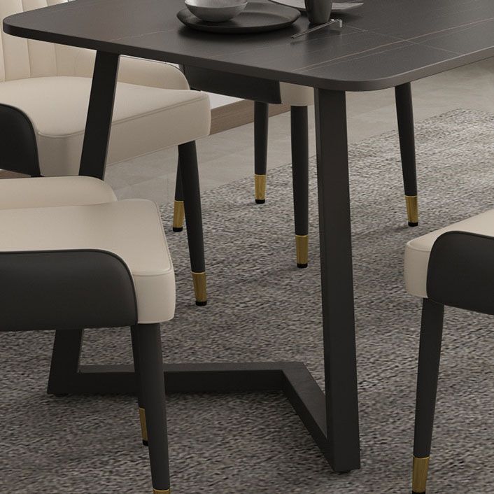 Contemporary Black Dining Table Set 1/2/7 Pieces Metal Dining Set with Padded Chairs