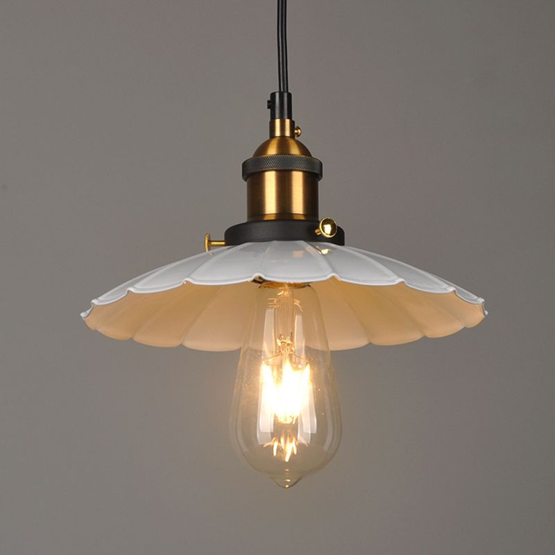 Industrial Classic Scalloped Pendant Light Wrought Iron Hanging Light for Commercial Place