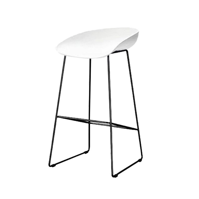 Plastic Barstool Industrial Armless Bar Stool with Metal Legs