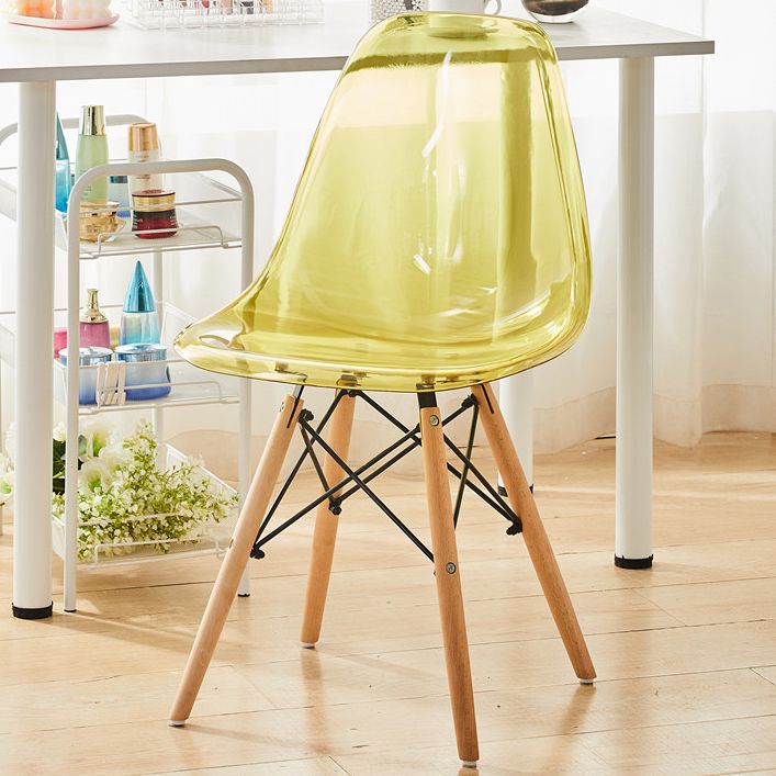 Modern Style Plastic Dining Armless Chair Solid Back Dining SIde Chairs for Home Use