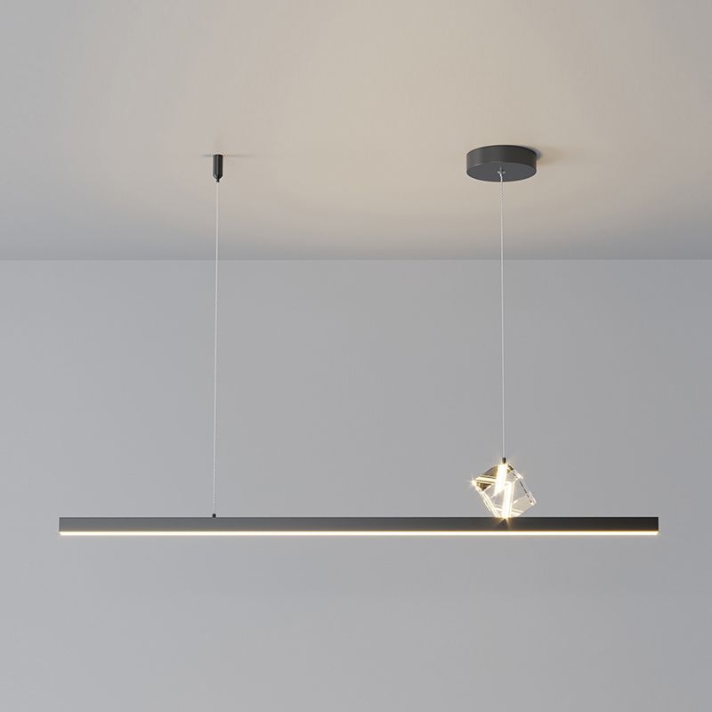 1 Light Linear Island Light Fixtures Modernism Crystal Island Pendant Lights for Kitchen