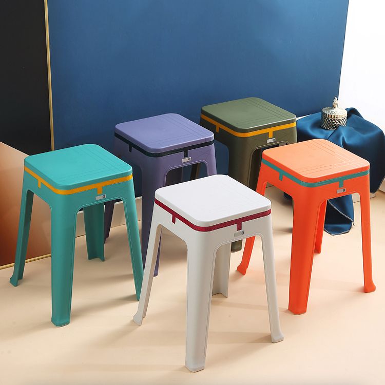 Glam Indoor-Outdoor Backless Dining Chair Plastic Stackable Side Chair