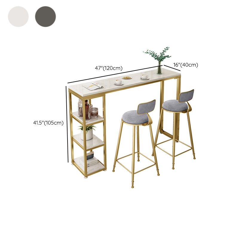 41.3-inch Faux Marble Top Table Modern Style Bistro Pub Table with Gold Base