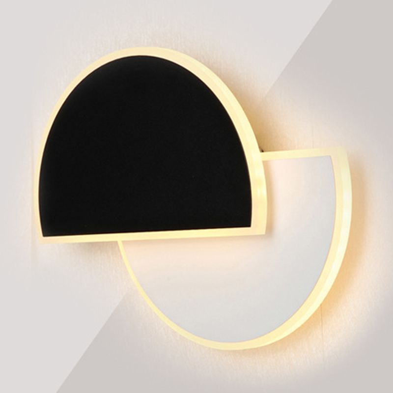Semicircle Shape Wall Lamp Modern Style Acrylic 1 Light Sconce in White and Black