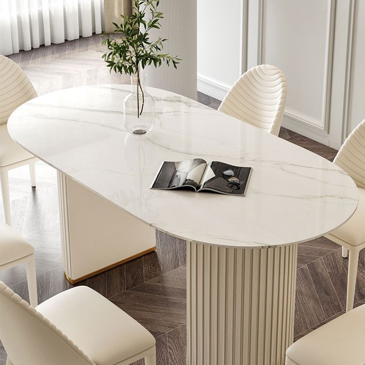 Slate and Metal Table Modern Minimalist Home Oval Dining Table
