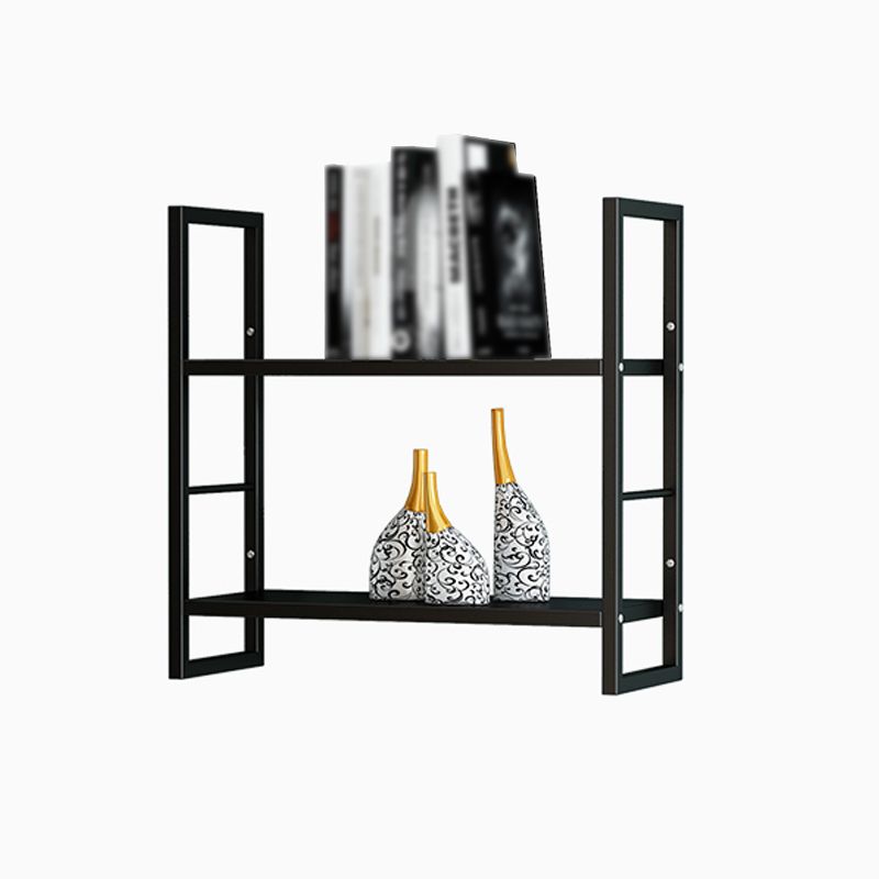 Industrial Wall Mounted Bookshelf Black and White Iron Shelf for Home
