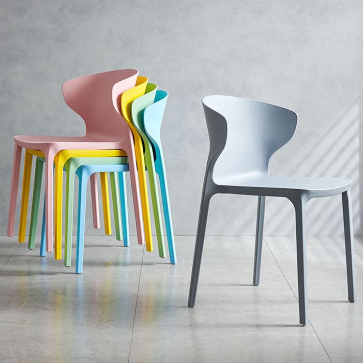 Scandinavian Style Plastic Dining Armless Chair Solid Back Side Chairs for Home Use
