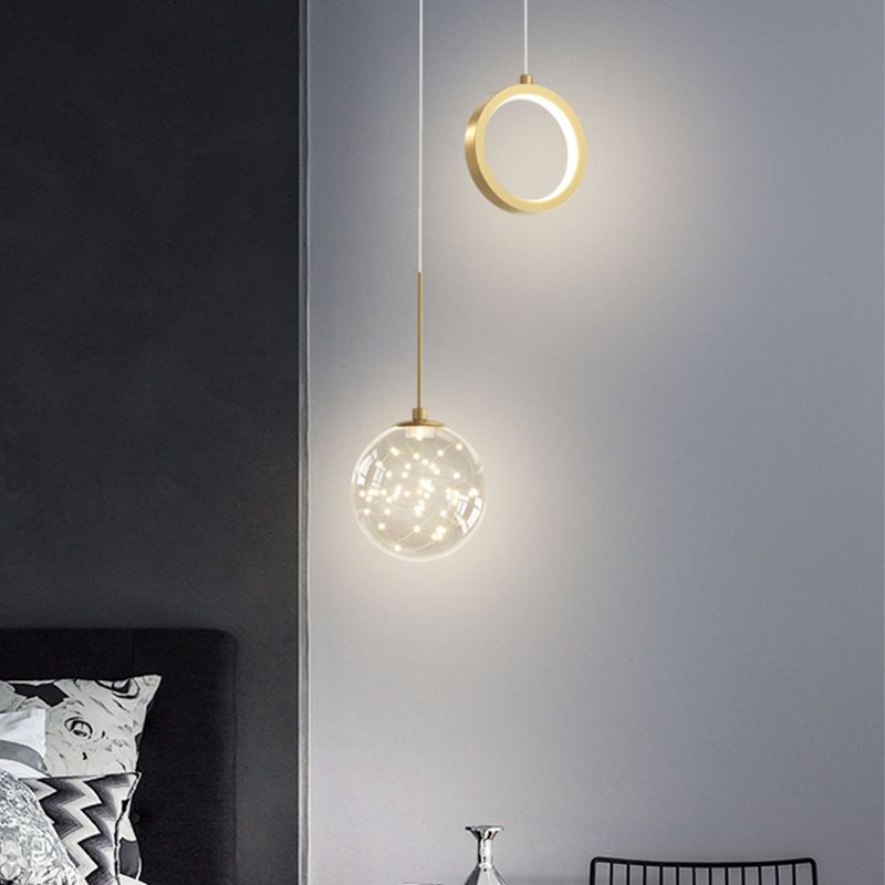 Ball Shape Glass Hanging Light Modern Style 2 lumières suspendues luminaire